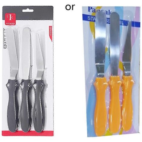 3 pièces Spatule Palette Lisseuse Professionnelle pour Décoration de Gâteaux en Acier Inoxydable