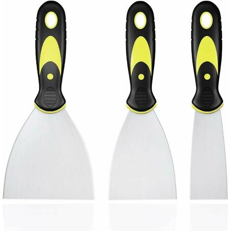 3 Pieces Stainless Steel Spatula Set, Putty Knife with Plastic Handle Spatula, Palette Knife Scratches, DIY Spatula for DIY Decoration Paint Removal