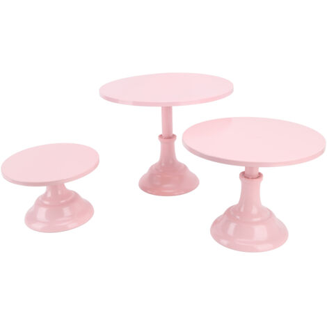 3 Pièces Support à Gâteaux Style Européen Métallique pour Anniversaire Mariage Baby Shower Décoration Maison Rose