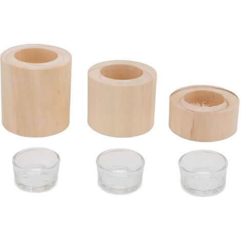 3 Pièces Supports à Bougies en Bois Hauteur Basse Moyenne Élevée pour Salon Bureau Chambre Salle d'Étude