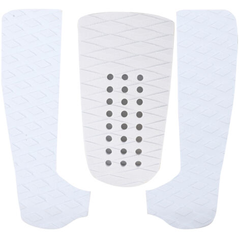3 Pièces Tapis Antidérapant pour Planche de Surf Écologique en Mousse EVA - Accessoire Blanc avec Trou (Lot de 3)