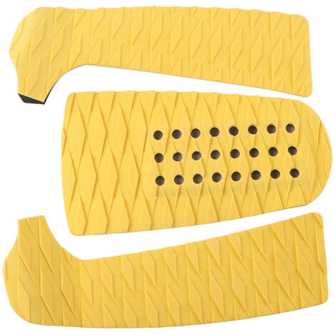 3 Pièces Tapis Antidérapant pour Planche de Surf Écologique en Mousse EVA, Accessoires de Surf (Lot Jaune avec Trou)