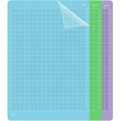 3 Pièces Tapis Découpe Réutilisable pour Projets Bricolage, 12  8.5 Pouces Tapis Coupe Rechange Adhésifs, Mat Cutting Antidérapant Bleu Vert Violet (Lightgrip, Standard Grip, Solide)