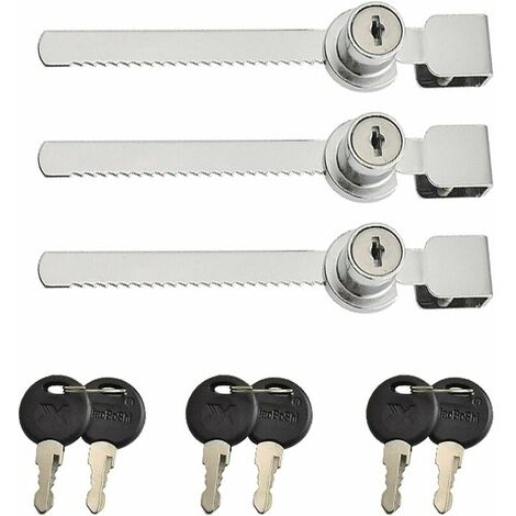 3 Pieces Terrarium Glass Sliding Showcase Door Lock, Sliding Glass Door Locks, Cam Locks, Mailbox Drawer Cupboard Lock with 6 Keys, Zinc Alloy