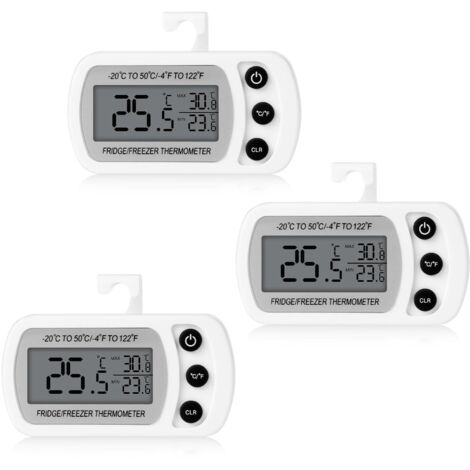 3 Pièces Thermometre Frigo Numérique, Magnétique Thermomètre Cuisine pour Refrigerateur avec Crochet, Écran LCD Facile à Lire, pour Restaurants, Bars, Cafés