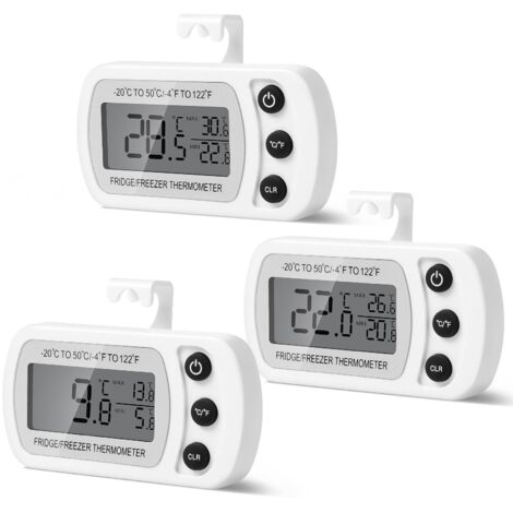 3 Pièces Thermomètre Numérique pour Réfrigérateur, Magnétique Thermometre Cuisine avec Crochet, Écran LCD Facile à Lire, pour Cuisines, Restaurants, Bars, Cafés