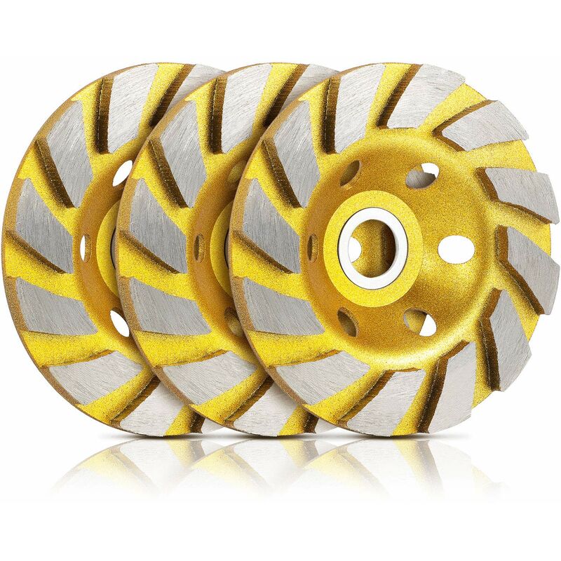 3 Pieces Turbo Row Diamond Grinding Cup Wheel Concrete Turbo Cup Disc Grinder for Sand of Concrete Walls, Concrete Floors, Granite Stone Marble