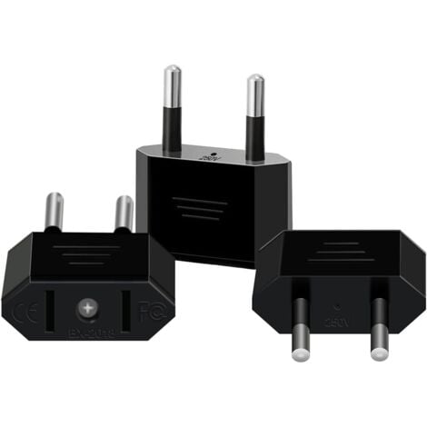 【3 pieces】 USA Plug to France Adapter, USA France Plug Adapter, USA Plug to 2-pin Euro France, Germany, Spain, USA to France Adapter for US Power Devices