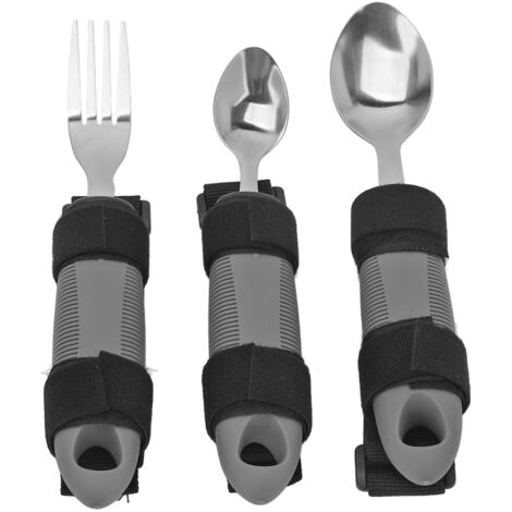 3 Pièces Ustensiles Adaptés pour Personnes Âgées, Arthritiques ou en Situation de Handicap - Fourchette et Cuillère Alourdies pour une Meilleure Prise