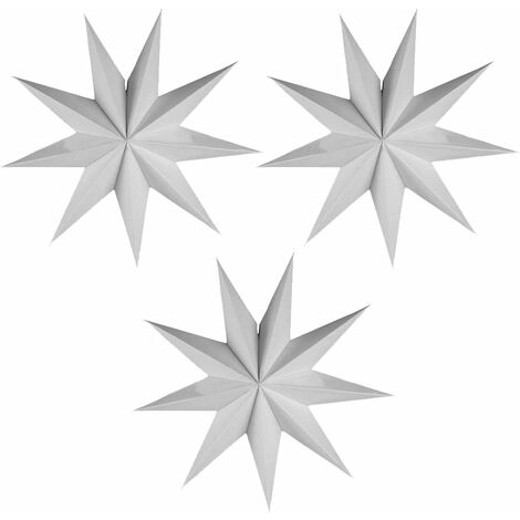 3 pièces Vintage 3D étoile en Papier à Suspendre lanternes de Noël Ornement Maison Vacances Décorations 30 cm/12 en Large (Blanc) GrooFoo