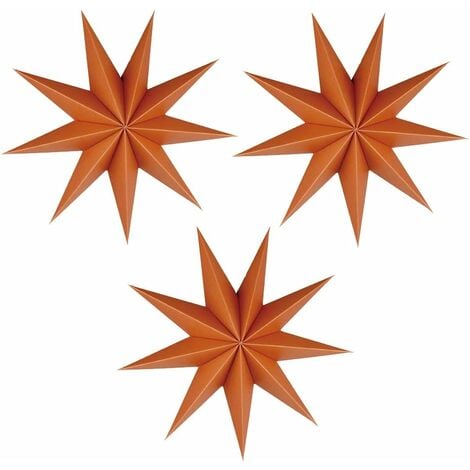 3 pièces Vintage 3D étoile en Papier à Suspendre lanternes de Noël Ornement Maison Vacances Décorations 30 cm/12 en Large (Orange) GrooFoo