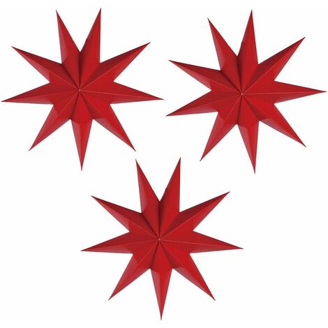 3 pièces Vintage 3D étoile en Papier à Suspendre lanternes de Noël Ornement Maison Vacances Décorations 30 cm/12 en Large (Rouge) GrooFoo