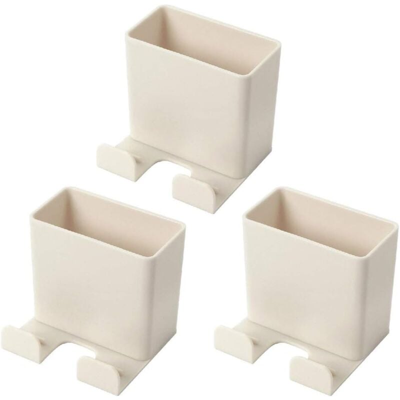 Longziming - 3 Pieces Wall-Mounted Mobile Phone Holder, abs Organizer Box Media Organizer Box, Self-adhesive Remote Control Storage Box for Charging