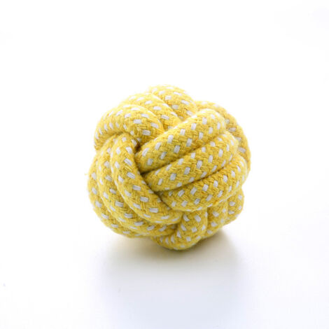 3 pièces zhuang animal de compagnie coton corde tissé balle chien jouet Teddy dentition résistant jouet pour chat(jaune)