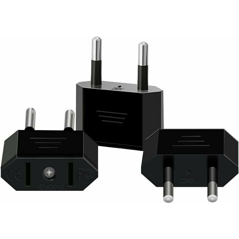 3 Pieces】USA to France Plug Adapter,USA France Plug Adapter,USA Plug to 2 Pin Euro France,Germany,Spain,USA to France Adapter for Devices with us