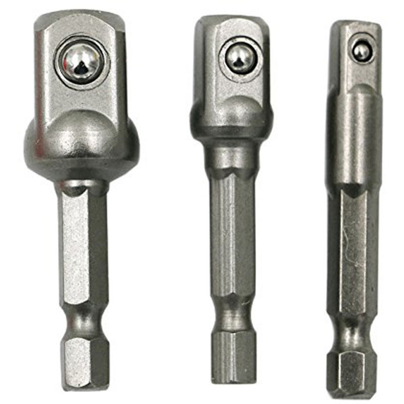 

3 piezas, adaptador de enchufe, vastago hexagonal a brocas de extension de 1/4 '3/8' 1/2 '