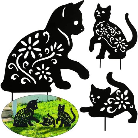 3 piezas de adornos de gato, adornos de jardín de metal, estatuas de jardín al aire libre, alta calidad y resistente a la intemperie para patio, césped, fiesta al aire libre