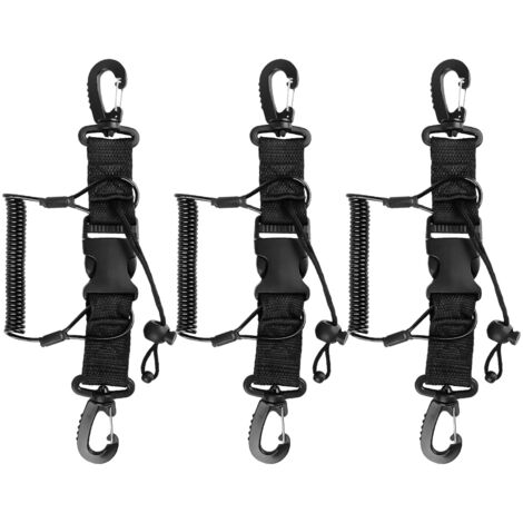 3 piezas de correa de buceo, correa de buceo en espiral con clips de liberación rápida para cordón/para buceo/snorkel/escalada/cámara submarina