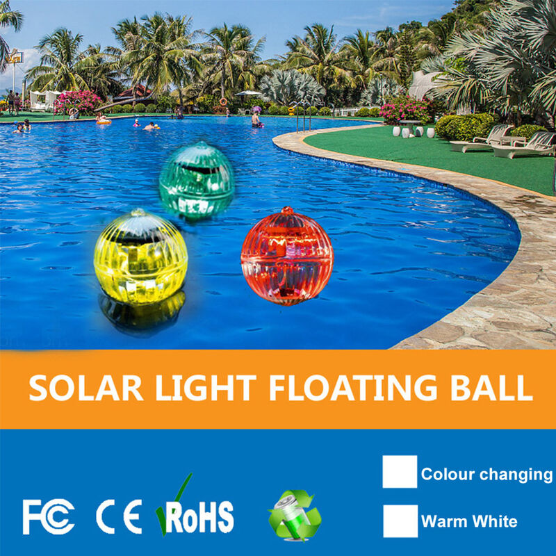 

3 piezas de luces flotantes para piscina, flores con pilas solares, globo inflable, resplandor impermeable, lámpara de bola de piscina al aire libre