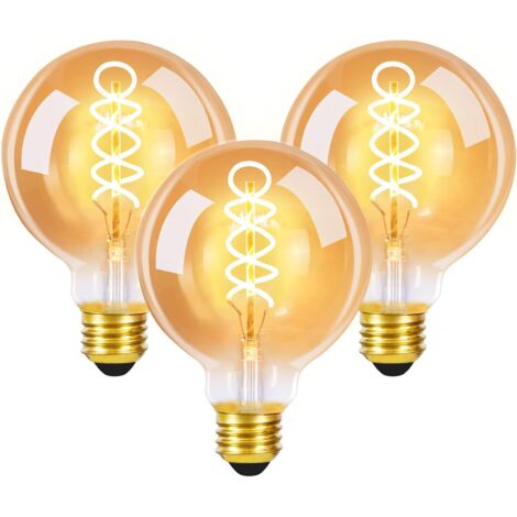 3 piezas E27 bombillas LED - G80 lámpara vintage, Edison Bombilla 2700K 4W, blanco cálido filamento lámpara incandescente, retro bombilla de cristal antiguo, ahorro de energía lámpara de hotel