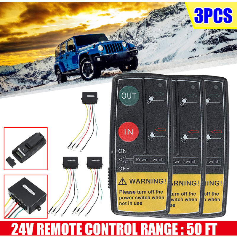 

3 Piezas, Kit de Control Remoto de Cabrestante Inalámbrico, Interruptor de 24 V para Camión ATV SUV