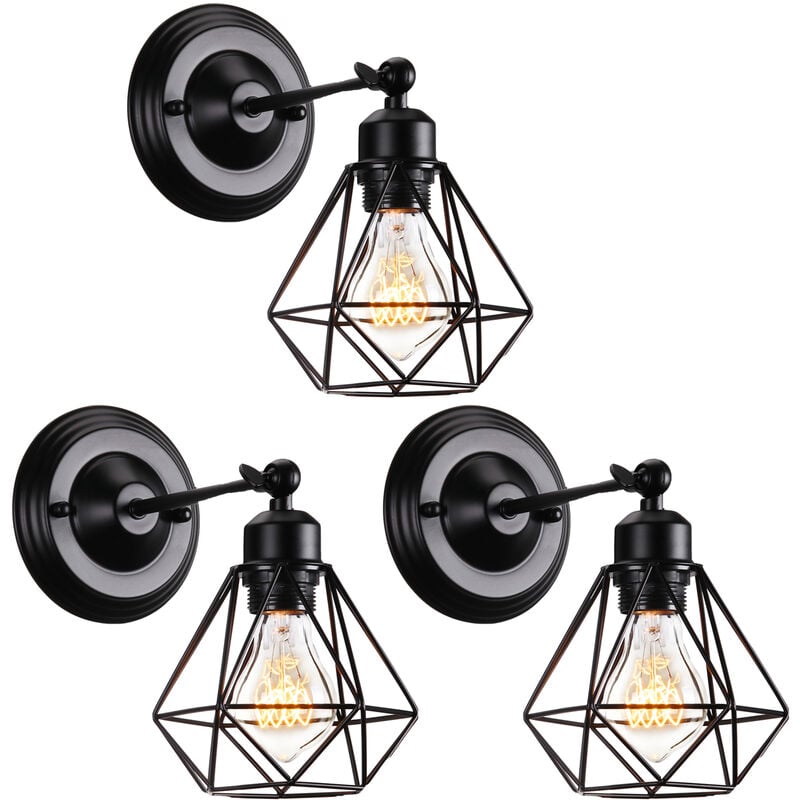 

Stoex - 3 Piezas Lámpara de Pared Industrial Antigua Brazo Oscilante Ajustable Apliques de Pared Aplique de Pared Retro para Restaurante Sala de