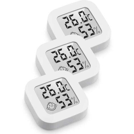 3 Piezas Mini Termómetro e Higrómetro – Interior Digital, Preciso, Medidor de Humedad, Blanco