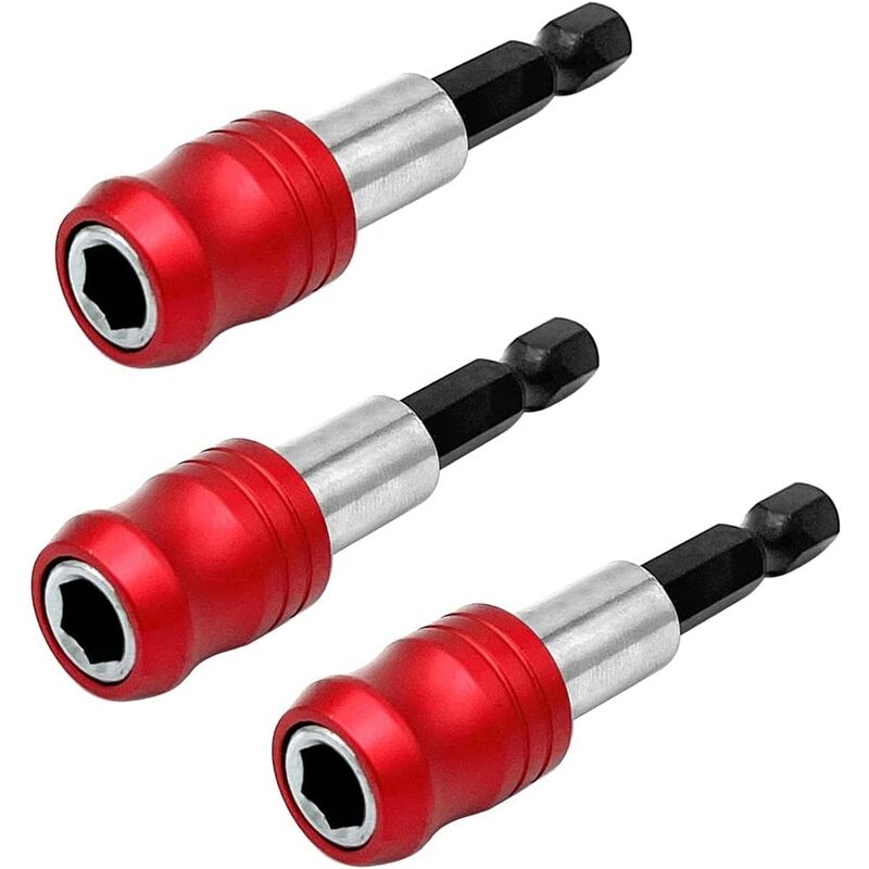 

3 piezas Vástago hexagonal de 1/4 'Soporte magnético para puntas de destornillador Broca de liberación rápida Varilla de extensión Adaptador de