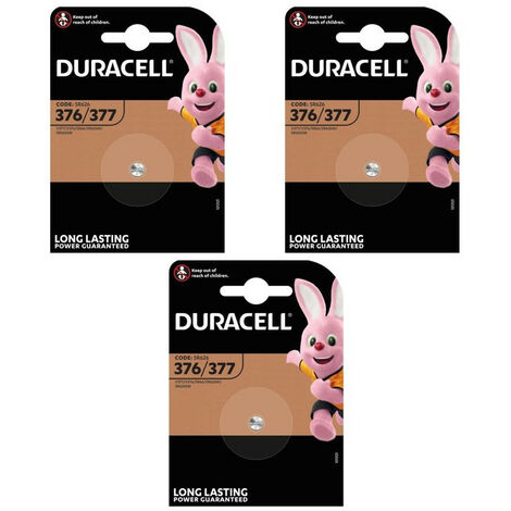 3 piles 377 Duracell