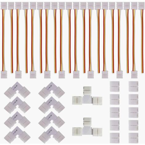 3 Pin Connecteur LED Bande Flexible Câble Adaptateur Jumper, Forme de L & T Raccord d'angle, Forme de 10mm LED Bande de Connecteur pour Bande Lumineuse WS2811 et WS2812b