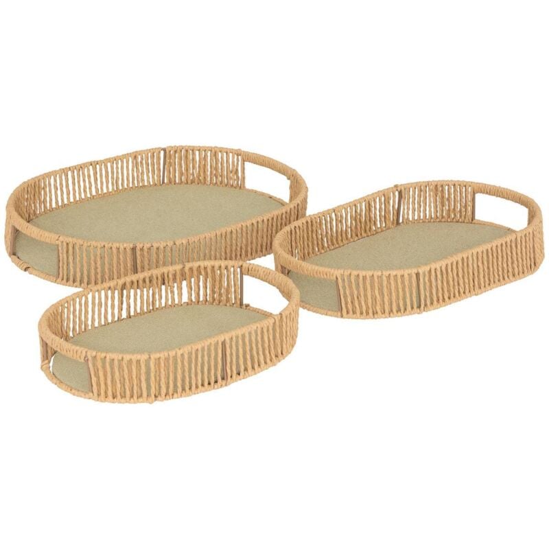 3 plateaux Ali beige 39x28x5,7cm Atmosphera créateur d'intérieur