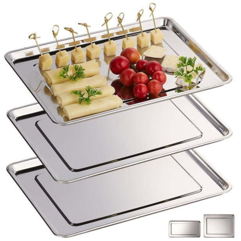 3 plateaux de service en acier