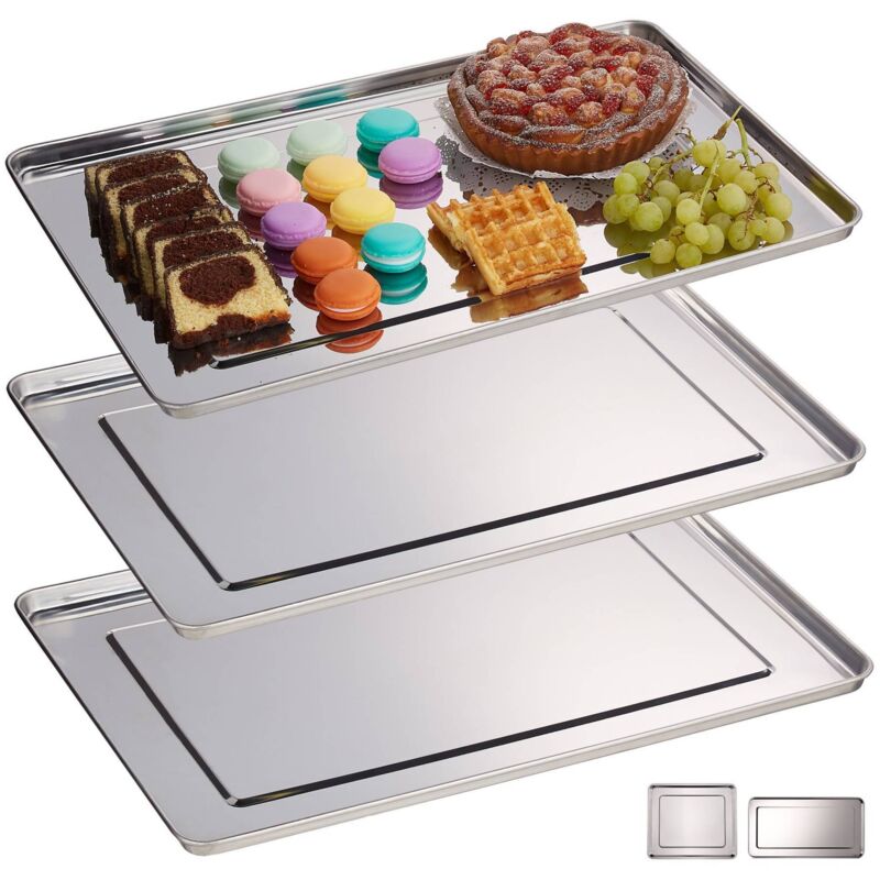 3 plateaux de service en acier