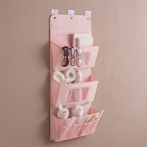 3 poches De Rangement en Sac Vêtements Pour armoire penderie Organisateur Placard Sac De Rangement Salle De Bain Magazine fourre-tout Organizador Pochette,Pink,3 layers