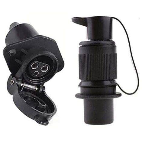 3-poliger Anhängerstecker und -buchse, 12 V, wasserdicht, 3-polige Anhängersteckdose, weiblich/männlich, 3-poliger Anhängerstecker für Anhängerkupplung, passend für Anhänger/Wohnmobil/Auto, 2 Befestig