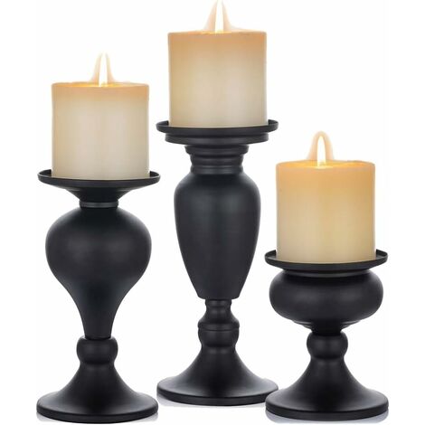 3 porte - bougies à colonnes métalliques, porte - bougies pour bougies à colonnes, bougies pour la décoration de cheminée de table, S, m, l