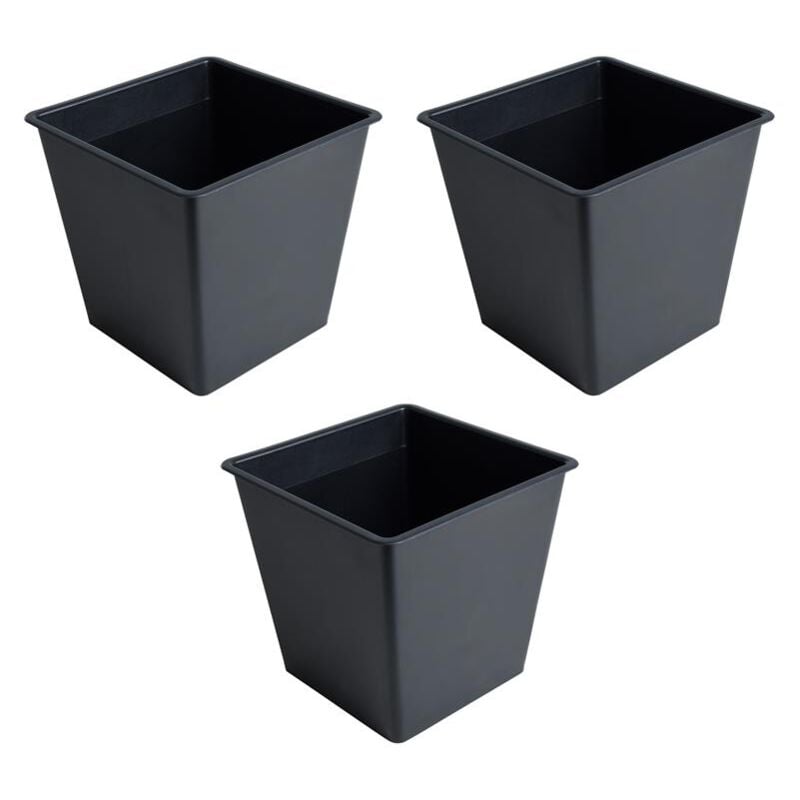 Estexo - 3 Pots de fleurs en matière synthétique 26 x 26 x 24 cm noir