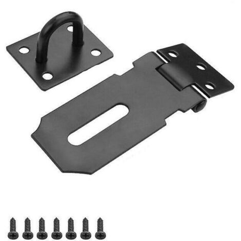 3 pouces Loquet et targette Serrure de porte Cadenas Moraillon Fermoir Loquet de porte avec vis pour porte, meuble, armoire, tiroir, placard et jardin,finition noire mate