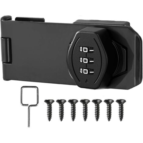 3 pouces Loquet Porte avec Serrure a Code, Verrou Porte Placard Serrure Armoire Serrure à Combinaison Verrou à Mot de Passe pour Portes, Fenêtres, Garages, Jardins, Salles de Bains Noir