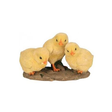 3 poussins résine 19 cm