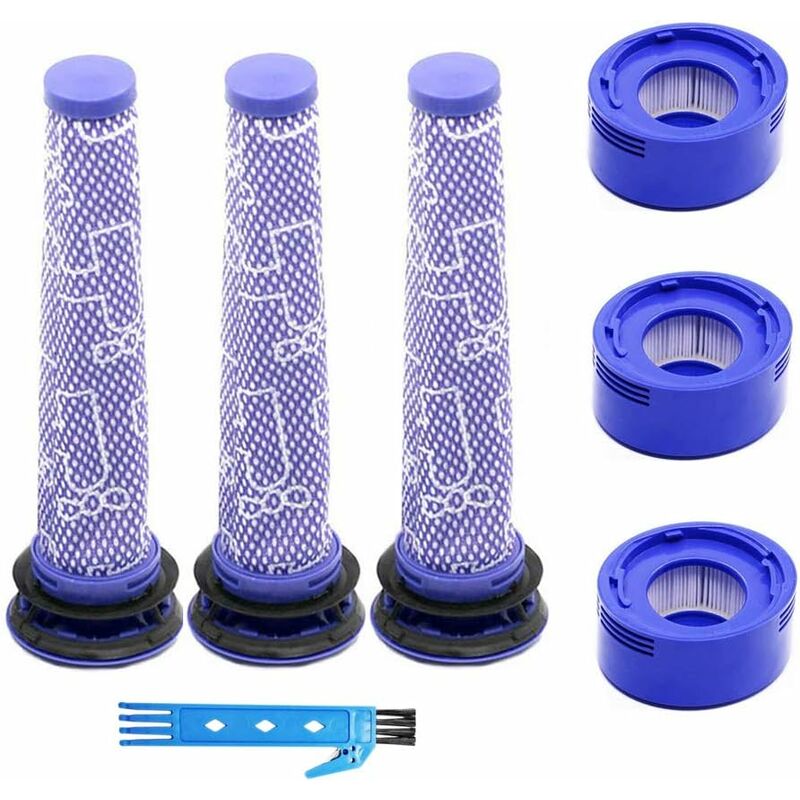 3 Pré Filtre et 3 Post-Moteur Filtre hepa pour aspirateurs Dyson V7 V8, Remplacement Pièce de préfiltre