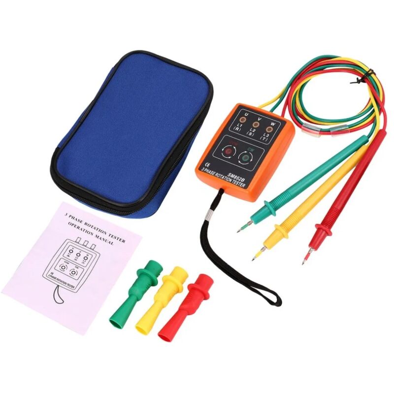 3 Présence de séquence de rotation de phase Tester Indicateur compteur Détecteur LED et buzzer 60V 600V (3 Phase AC)