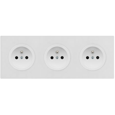 3 prises 2P+T blanc glossy DOM avec plaque triple blanc – Solution fonctionnelle et design pour vos espaces modernes - FONTINI