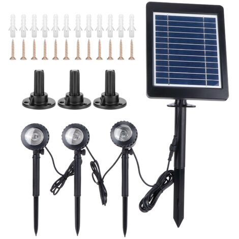 3 puces LED, projecteurs solaires, lampe de projection RGB, éclairage d'extérieur pour décoration de bassin, pelouse, jardin