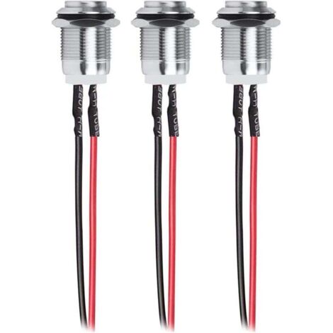 3 pulsadores de acero inoxidable autoblocantes, resistentes al agua, de encendido y apagado, de 12 mm, 2 A, 12 V/24 V/125 V/250 V, con cable (cabezal alto)