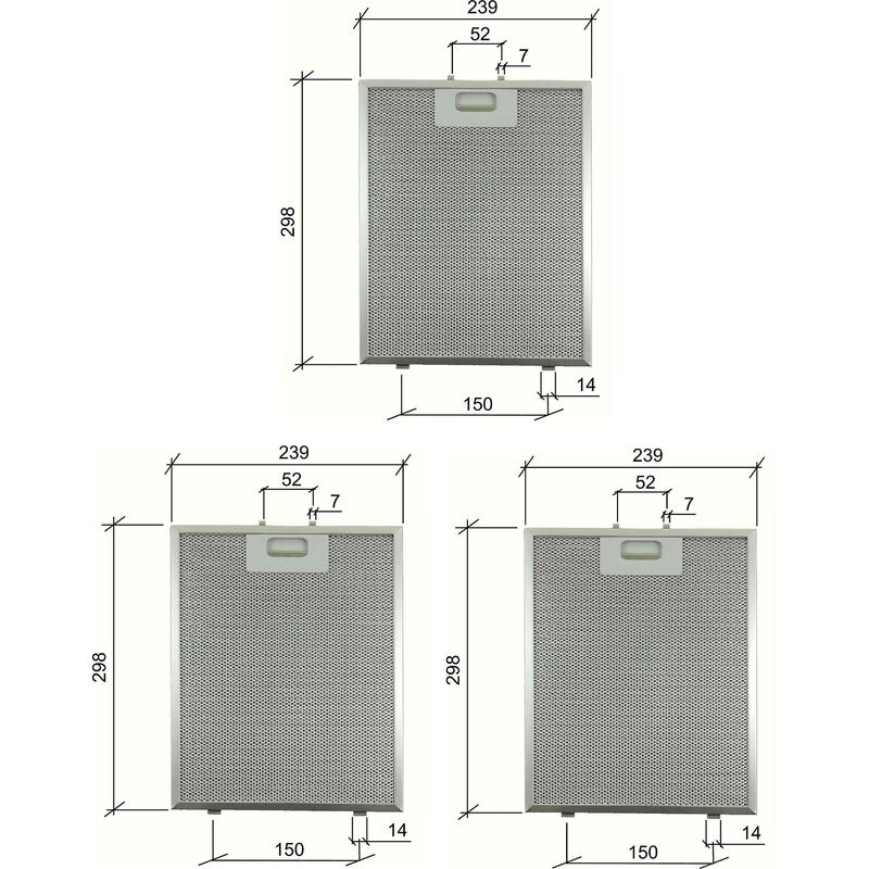 3 pz best hygena 08087609 0808735 filtro cappa metalli cm 298x239x9mm f 232