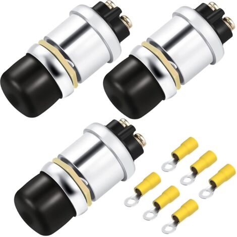 3 Pz Interruttore a Pulsante di Avvio Impermeabile, Interruttore di Accensione Momentaneo Robusto 12V 50A, Pulsante di Avvio Motore per Auto Camion Barca RV ATV