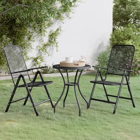 Set di 4 Sedie da Giardino Pieghevoli Sedie Poltrona da Esterno Rete  Metallica Espansa Antracite ITD73709