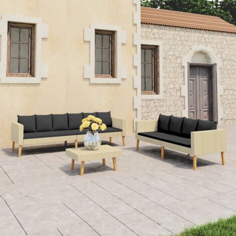 KEPLIN Salottino da Esterno in Rattan–Set da Giardino 4pz, Divano, Sedie e  Tavolo da Bistrot per Prato, Patio, Veranda, Balcon - Buonitaly