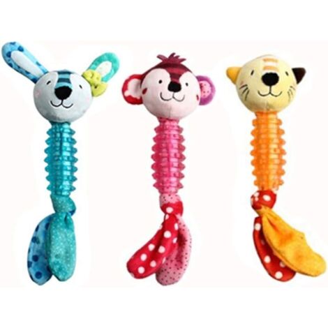 3 Quietschspielzeug für Hunde, strapazierfähiges TPR-Plüsch-Kauspielzeug für kleine und mittelgroße Hunde